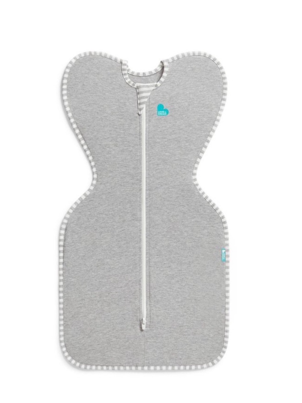 Like New - Love to Dream Grey Swaddle Zip Sleep Sack with Striped Trim - Small